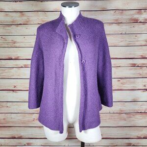 Purple Eileen Fisher Chunky Knit 100% Cashmere Cardigan/Topper
